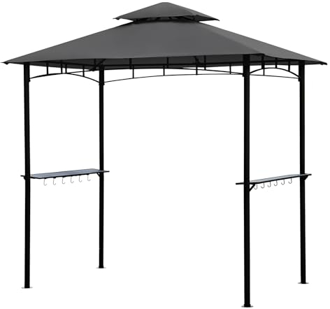 Sekey 2.45 x 1.50 m Imperméable Tonnelle de Jardin, Belvédère pour Jardin/Fêtes/Pique-niques/Barbecues, UV50 +, Gris