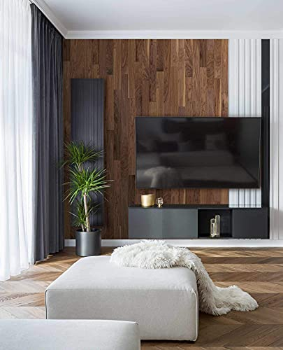 wodewa | Wandverkleidung Holz Nussbaum selbstklebend | 1m2 3D Echtholz XXL-Paneele 1000x100mm | Schlafzimmer Edel Dunkel Luxus | Made in Germany | geölt 1000