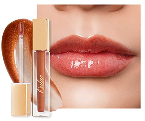 Oulac Lipgloss Glänzend - Flüssiger Lippenstift 3D Glanz Finish Feuchtigkeit Lipgloss Durchsichtig Glitzer mit Rosendamascena Blütenextrakt, Lippenpflege für Trockene Lippen, 4.5ml, Aprikose (C02)