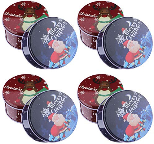 NUOBESTY 4 Stücke Boxen Weihnachts Box Weißblech Weihnachten Blech Plätzchendose Metall ?ckdosen Kekse, Die Schachteln Verpacken Blechdose Mit Deckel Mini Ältere Erdfarben Geschenkglas