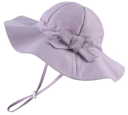 Pesaat Baby Sonnenhut Mädchen Sommermützen UV-Schutz mit Schleife Kinder Sommerhut Baby Mädchen Mütze Sommer (Lila, 2-4Jahen)