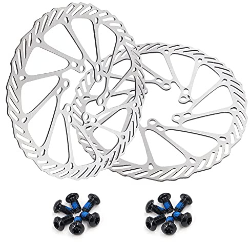 GoHZQ Cykelbromsskiva 160/180/203 mm, 2 stycken rostfria cykelbromsskivor med 12 skruvar för de flesta cykel vägcykel mountainbike BMX MTB (203 mm)