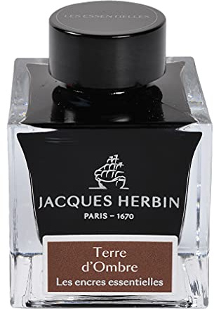 Jacques Herbin 13147JT - Tintenflakon 50 ml Essentielles, für Füllfederhalter und Tintenroller geeignet, ideal für Kalligraphie und Kunstprojekte, Braun, 1 Stück