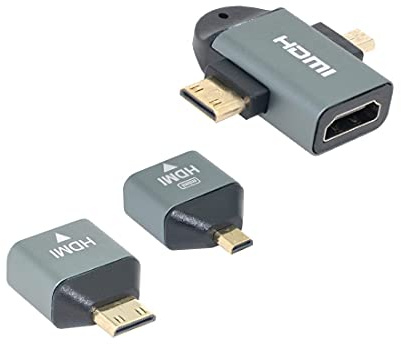 chenyang Lot de 3 adaptateurs micro et mini HDMI mâle vers HDMI 1.4 femelle 2 en 1 Combo Ultra HD 4K @ 60 Hz