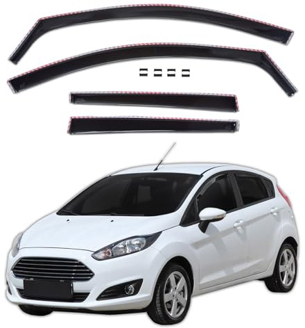 SCOUTT J&J Automotive GP Windabweiser passend für Ford Fiesta 5-Türer 2008-2017 4tlg, Vorne und Hinten Regenabweiser Passform Getönt Schwarz