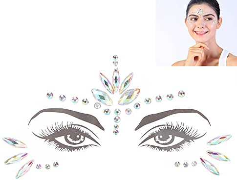Sonew Kristalle Gesicht Aufkleber, Glitzer Augen, Festival Make-up Temporäre Gesicht Aufkleber Dekorationen
