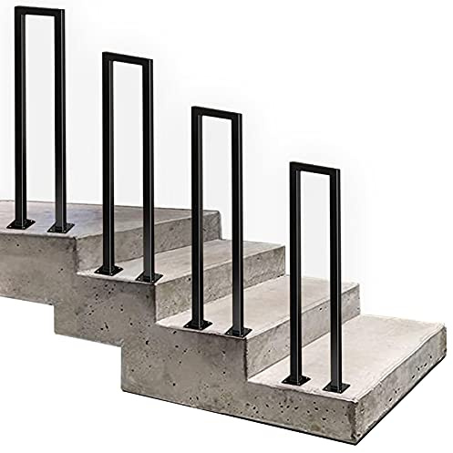 Black Metal Transitional Handrail for Cement Concrete Steps and Wooden Steps | Outdoor Steps Stair Railing | Handrail Picket for exterior steps | Garden Terrace Decking Ground ( Size : 55cm(1.8ft) )