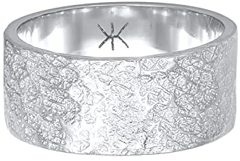 Kuzzoi Herrenring (9 mm) Massiv Handgeschmiedet Bandring Männer 925 Silber | Cooler Silberring im Used Look Ring mit rustikaler Struktur poliert Ringgröße 60 - 66