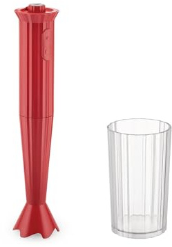 Alessi Plissé MDL10 R - Frullatore a Immersione di Design con Bicchiere Graduato, in Resina Termoplastica, Spina Europea 500W, Rosso