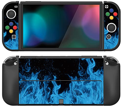PlayVital ZealProtect Weiche Schutzhülle für Nintendo Switch OLED Konsole Joy Con, Case Hülle Cover Zubehör für Nintendo Switch OLED mit Sticks Kappen & ABXY Richtungstastenkappen