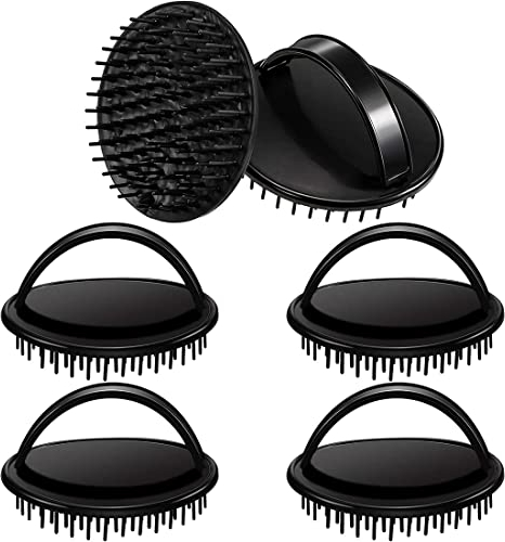 6 Stück Haar Kopfhaut Massagegerät Bürste Schuppen Reinigungsbürste Haar Dusche Massage Bürste Haar Shampoo Bürste für Damen Männer Dickes Kurzes Haar (Schwarz) (Schwarz)
