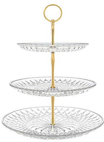 3 Tiers Cake Stand, Round Gold Cupcake Display Stand , Clear Acrylic Dessert Fruit Plates, Afternoon Tea Stands for Party Wedding Birthday