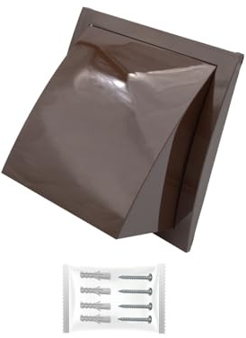 H&C VENT Brown Exhaust Hood Vent 153 mm with 100 mm 4 inch Connector Flange│ Air Ventilation Covers with Valve/Backdraft and Mouse Protection │ Extractor Cap Cover for Duct Pipe│ Inside and Outside