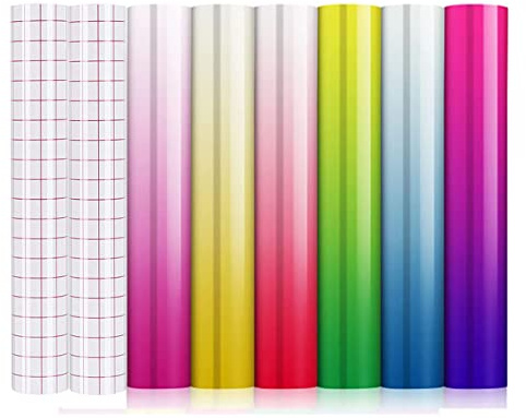 CRIVOX Vinylblech, Farbwechsel Vinyl Permanent Klebstoff Vinyl, 12 x 10 Zoll, kalte und heiß empfindliche Farbwechsel Vinyl für DIY -Handwerk, Kunst