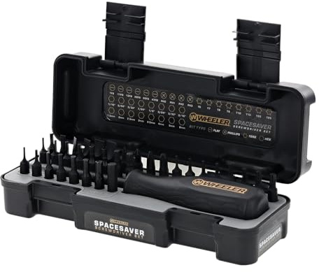 Wheeler Space Saver Screwdriver Set with Magnetic Screwdriver Handle, Bit Assortment and Storage Case for Maintenance