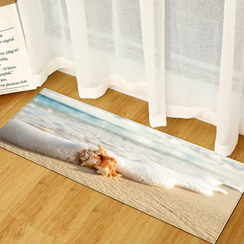 TFLABS Küchenteppich Strand & Muscheln Küchenläufer rutschfest Küchenmatte für Küche und Bar Teppich Läufer waschbare Küchenläufer Küche Deko 60 x 120cm