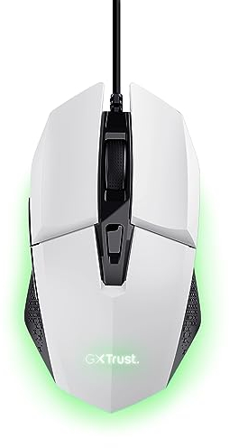 Trust Gaming GXT 109W Felox Gaming Mouse with 6 Programmable Buttons, Advanced Software, Multicolour LED Lighting, 200-6400 DPI, 1.5m USB Cable, RGB Computer Mouse for PC, Laptop, Windows - White
