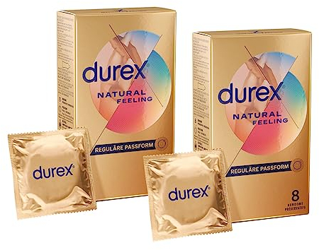 Kondome latexfrei für ein natürliches Haut an Haut Gefühl Durex Natural Feeling 2er Pack (2 x 8 Stück)