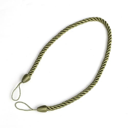 A.Monamour 8 Stück Vorhang Raffhalter Vorhanghalter Gardinenhalter Halterungen Gardinen Spangen Halter Seil Kordeln Gewebte Schnallen Haken Dekoration für Leichte Schwere Vorhänge - Armeegrün