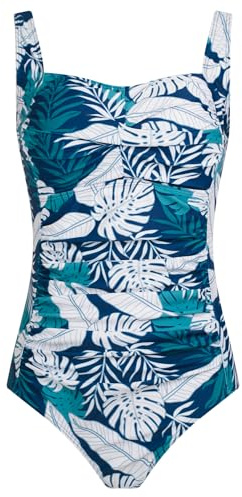 Aidotop Womens One Piece Swimsuit Tummy Control Swimwear with Retro Ruched Monokini Bathing Suits（7Blue White Leaf,XL）