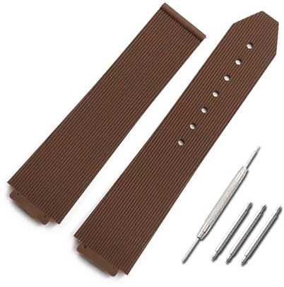 WAHRE Uhrenzubehör, Kautschukarmband for Damen, Passend for Uhren Der for HUBLOT-Serie Mit Herren, 15 Mm X 21 Mm, Wasserdichtes Und Schweißfestes Armband(Brown,15mmx21mm)
