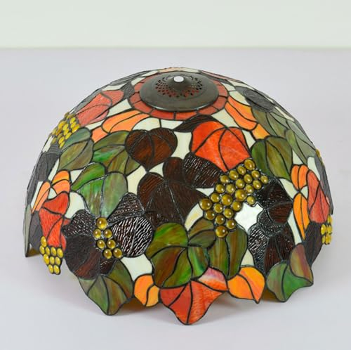 BOTOWI Tiffany Lampe Schatten Ersatz 20X10 Zoll Buntglas Libelle Rose Traube Barock Stil Lampenschirm nur mit Kappe fit für Tischlampe Pendelleuchte Stehlampe Deckenleuchte,Grape