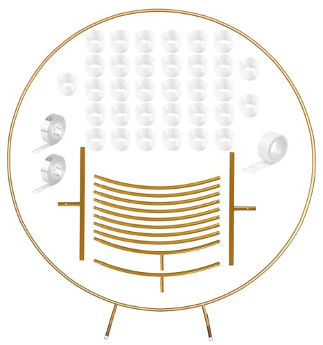 ZDQC Kit d'arche de ballons en métal de 1,5 m, arche de ballons ronde dorée, kit de cadre de cercle de ballons, support de guirlande de ballons, arche de mariage ronde, ensemble de support de colonne