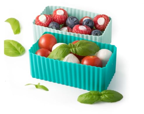 LEKKABOX Bento Cups (Ocean) 2er Set – Für Brotdose & Lunchbox | Ideal zum Trennen von Snacks in Brotdose und Bento Box