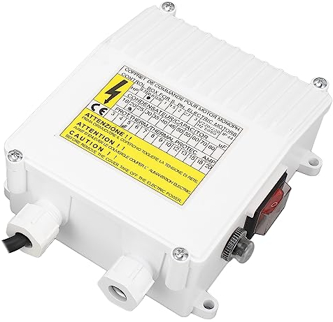 FLEXMAN Boîtier de Commande Pompe Puits Profond Submersible 370 W 20 A avec Protection Thermique, Contrôleur de Pompe en ABS Blanc, Style Prise UE 220V, Éclairage