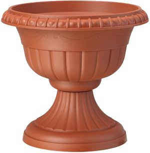 pokm toolsmarket - ⌀46cm Pflanzkübel Pflanzpokal, dekorative Amphore, Pflanzgefäß Schale Vase Topf auf Fuß, Farbe Anthrazit, Blumentopf Roma No. VI