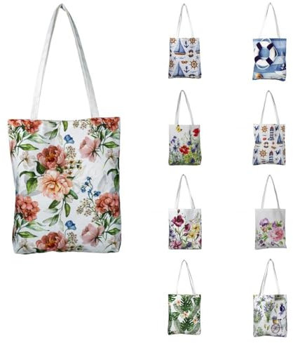 Raebel OHG Einkaufsbeutel Einkaufstasche Stofftasche Shopper lange Henkel zum Umhängen 36 x 41 cm waschbar schöne Motive (Hortensien)