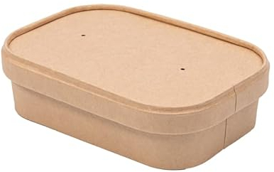 ECOPICNIC Ensaladera Rectangular de Papel Kraft con Tapa Kraft 300 Unidades 500 ml | Envases Desechables de cartón Kraft con Tapa, Ideales para ensaladas, Comidas para Llevar y Aperitivos