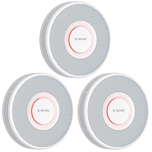 X-Sense Smart Smoke Alarm with English Voice Alerts, XS0B-MR, 3-Pack | 17 Preset Locations, Requires the SBS50 Base Station for App Control, Wireless Interconnection