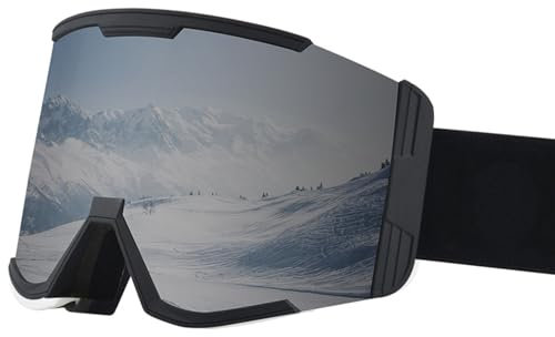 Uitndvyte Skibrille für Herren und Damen, Schneebrille, Schutzlinse, Schneebrille, große Skate-Brille