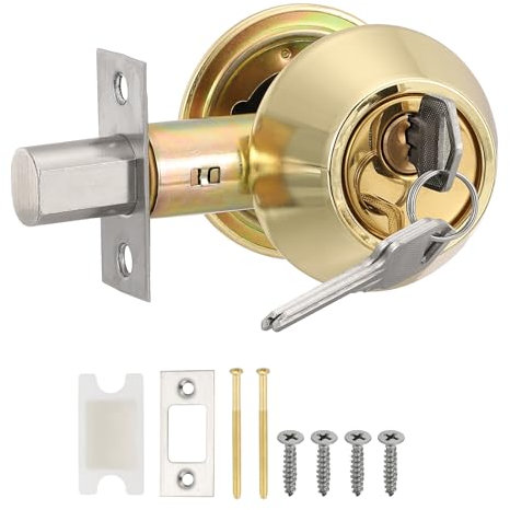 PATIKIL Keyed Alike Double Cylinder Deadbolts, Keyed Entry Door Knob Anti-Theft Exterior Door Hardware for Front Door and Entrance Door, Gold