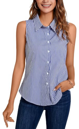 MINTLIMIT Women's Sleeveless Button Down Shirt Basic Solid Collared Work Blouse for Women 2024