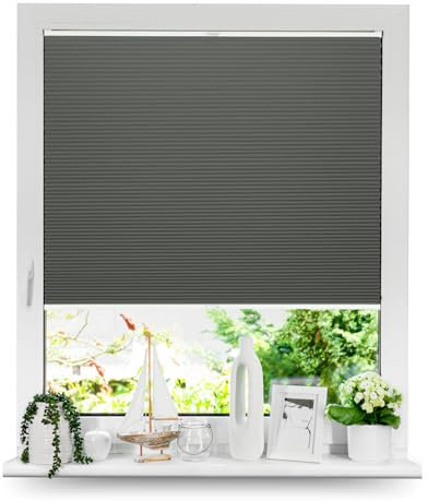 Tom'Shop Plissee mit Bohren Sonnenschutz Plisseerollo Jalousie Lichtdurchlässig und Blickdicht für Fenster & Tür Premium-Falten 3 Kollektionen zur Auswahl(WABEN Dunkelgrün B25cm x H80cm)