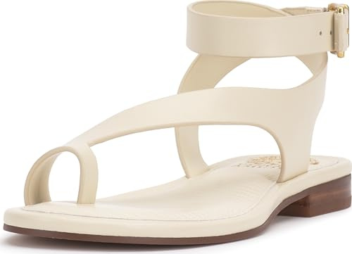 Vince Camuto Women's Liba Toe Loop Wrap Flat Sandal, Panna Creme, 9