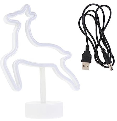 DOITOOL Neon Elk Decoration Led Warm White Christmas Elk Night Lamp Tabletop Decoration Small Night Light for Indoor Use Festive Holiday Decor