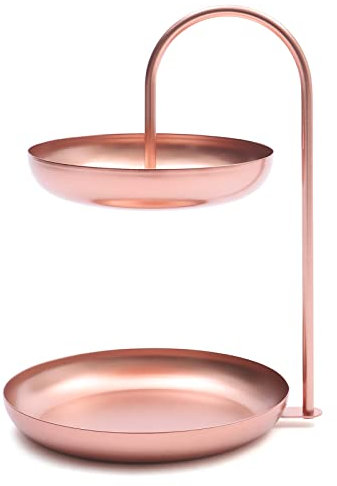 YEITBY 2-stöckiges Obsttablett, Doppelstöckige Platte, Tortenständer 2 Etagen Cupcake Ständer Muffin Ständer, Schön Wasserdicht für Familienessen, Geburtstagsfeier, Hochzeit (Rose Gold)