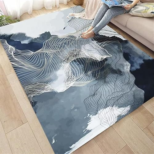 RUGMRZ Tappeto Per Bimbi 170X240Cm Tappeti Orientali Economici Blu 12 Stuoia Cucina Da Esterno Arredamento Stile Astratto, Resistente Allo Sporco, Antiscivolo E Facile Curare