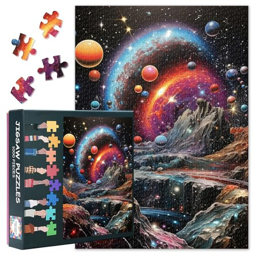 Planets Jigsaw Puzzles 1000 Pieces for Adults Decompression Games Home Decor Planets Stars Galaxies Universe Puzzles for Adults Birthday Party Gifts for Puzzle Lovers 27.5X19.7