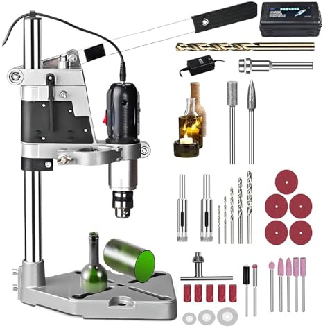 CHANGLKJ Electric Glass Bottle Cutter, Multifunctional Glass Rotary Cutting Tool Kit, 5000-8000r/min Adjustable Cutting Speed, for Drilling, Sanding, Polishing, and Cutting Wine Bottles/Glass