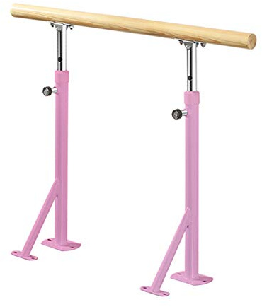 GLJTUO Ballettstange, Ballettstange, Verstellbarer Tanzstab, Ballettstange, Bodenmontierte Yogastangen, Ballettstangenstange, Höhenverstellbar, Tanzen, Workout, Fitness, Horizo,Pink-1m