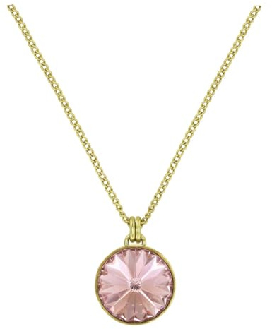 Konplott: Kette/Anhänger Rivoli Shinny Brass, klassischer runder Solitär-Anhänger inklusive Kette, für Damen/Frauen (rosa)