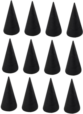 AKOOSY Holzkegel Ringhalter 12 Stück Aus Holz 2,5cm Durchmesser x 5cm Höhe Schmuckständer Für Ringe Fingerringe Eheringe Selbstgemacht Schmuckpräsentation