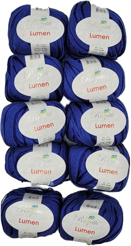 10x50 Gramm Ilkadim Export Lumen Strickgarn, Baumwolle Viskose, 500g Strickwolle einfarbig, Garn (nachtblau 121-20)