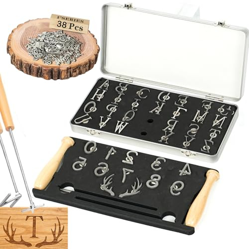 104Pcs 1 Branding Irons, Mini Iron for Crafts,Assorted Characters Custom Wood Branding Iron Personalized for Wood Working, Leather Hats, Felt, Cowhide, BBQ Brander & Bread Logo(104)