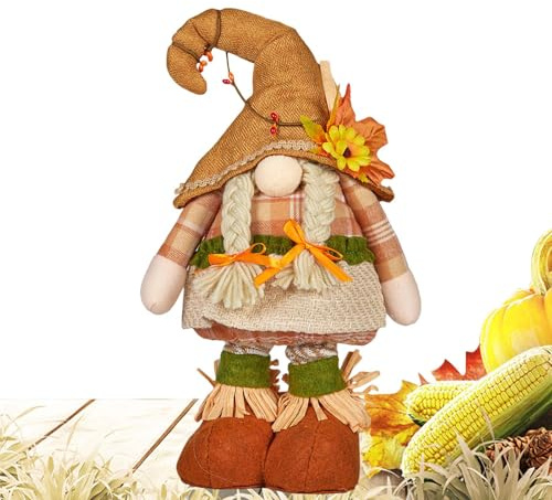 Gnomi con gambe allungabili, con gambe a molla retrattili, decorazioni autunnali per gnomi da tavolo, gnomi del giorno del Ringraziamento, in piedi