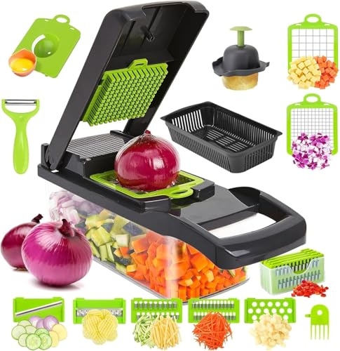 16 in 1 Vegetable Chopper Box Onion Chopper Salad Chopper Food Dicer Mandoline Vegetable Slicer Mandolin Slicer Onion Cutter, Multifunctional with Adjustable Cutter, Kitchen Tools & Gadgets